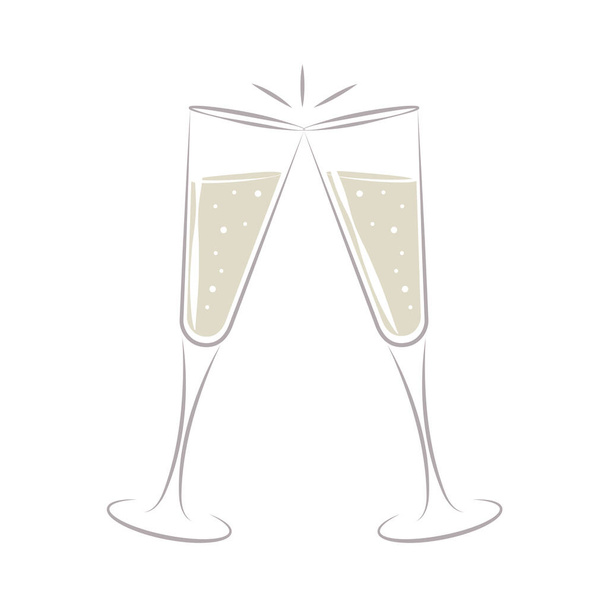 Brindis con diseño de celebración de champán en blanco - Vector, Imagen