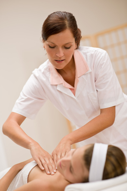 Skincare - woman cleavage massage at salon in day spa - Fotó, kép