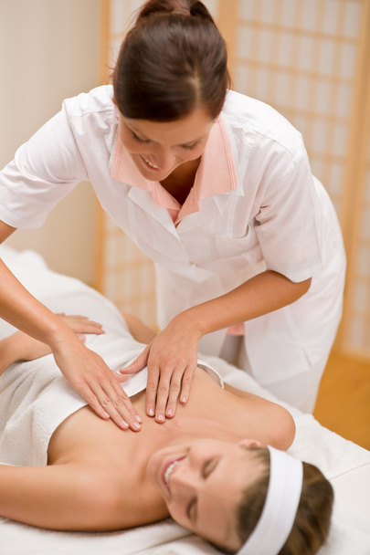 Skincare - woman cleavage massage at salon in day spa - Фото, зображення