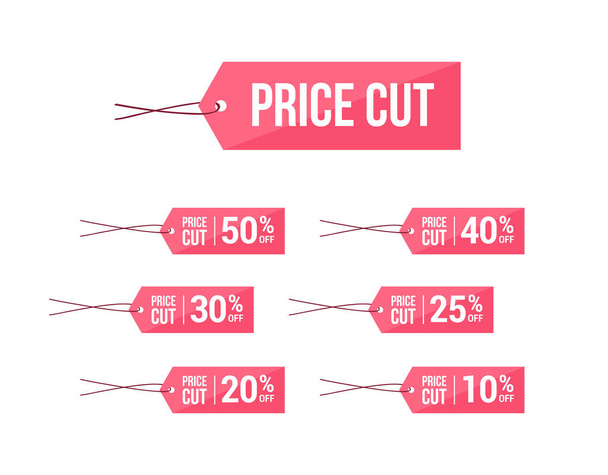 Price Cut % Off Labels Vector Set - Vector, Image