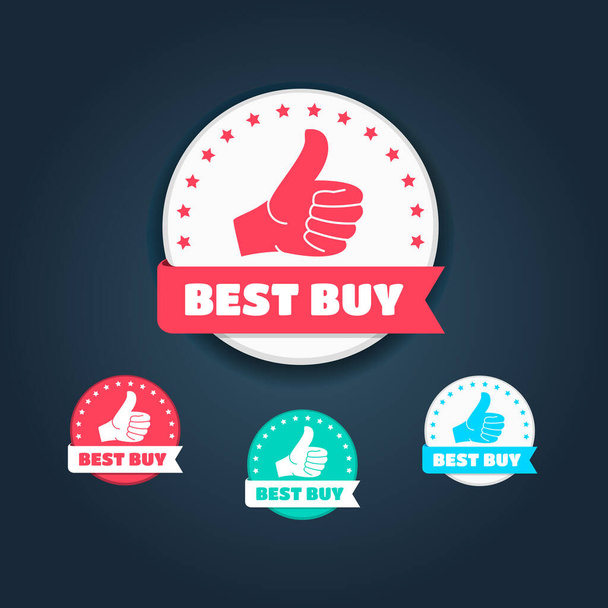 Best Buy Thumbs Up Labels Set - Διάνυσμα, εικόνα