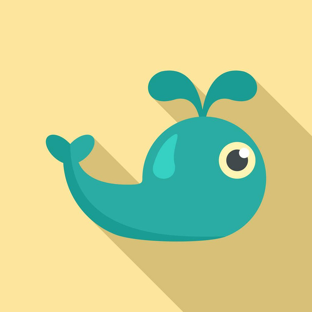 Ocean whale toy icon, flat style - Vektor, kép