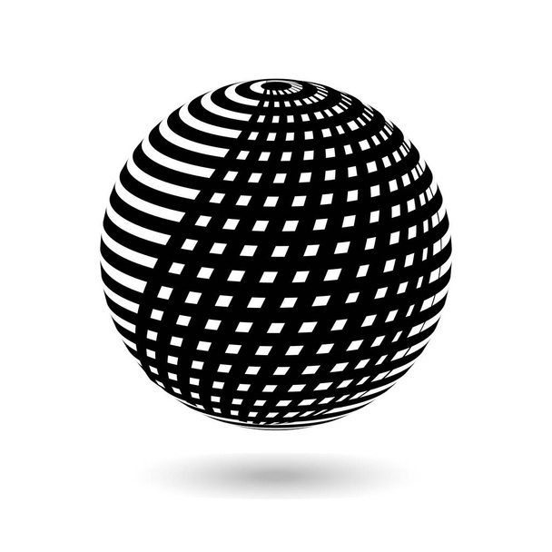 Decorative ball with black vertical stripes on white. Design elements for advertising flyer, presentation template, brochure layout, book cover.  - Photo, Image