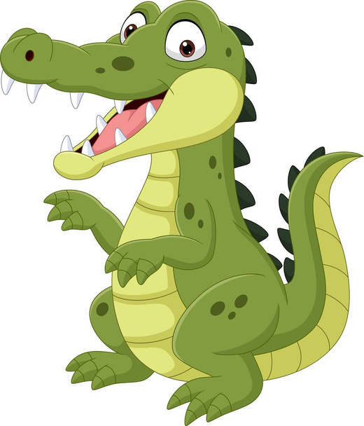 Illustration vectorielle du crocodile drôle de bande dessinée isolé sur fond blanc  - Vecteur, image