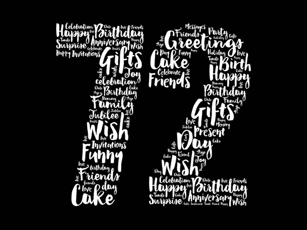 Happy 72nd birthday word cloud, holiday concept backgroun - Photo, Image