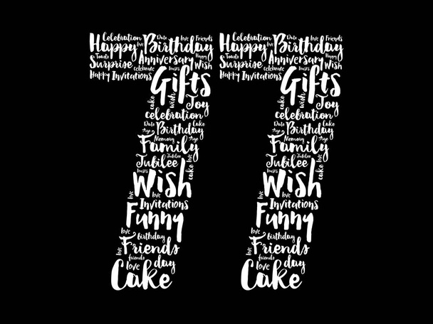 Happy 77th birthday word cloud, holiday concept backgroun - Photo, Image
