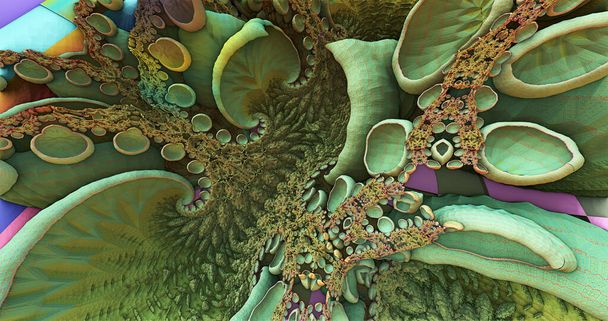 Image des fractales tridimensionnelles du vaisseau spatial en mouvement - Photo, image