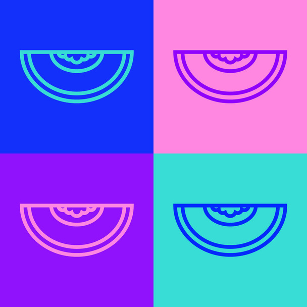 Поп-артистична лінія Піктограма плодів дині ізольована на кольоровому фоні. Векторні
. - Вектор, зображення