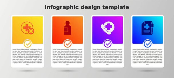 Set Cross hospital medical, Bottle of medicine syrup, Emergency phone call to and Medical prescription and pen. Business infographic template. Vector. - Vector, Image