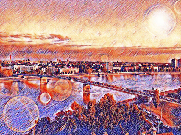 Bela ilustração cityscape de Novi Cidade triste, Sérvia. - Foto, Imagem
