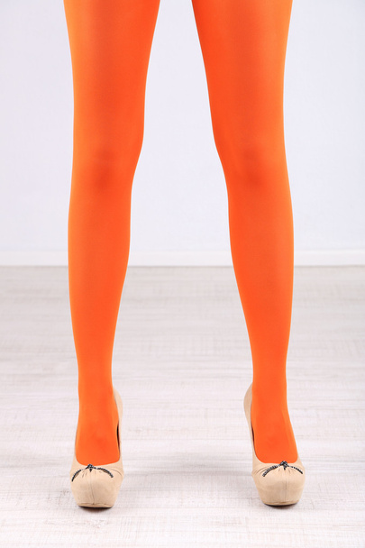 Stockings on perfect woman legs, close up - Foto, Imagem