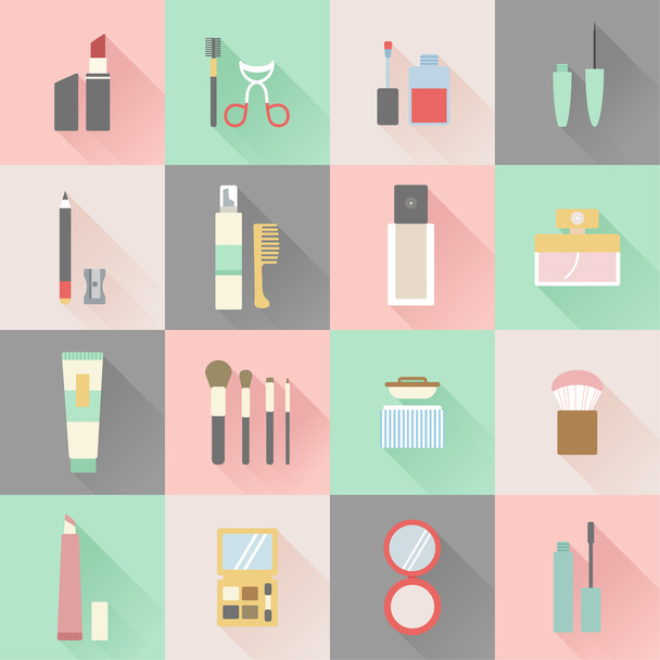 Set of flat beauty and makeup icons - Vettoriali, immagini