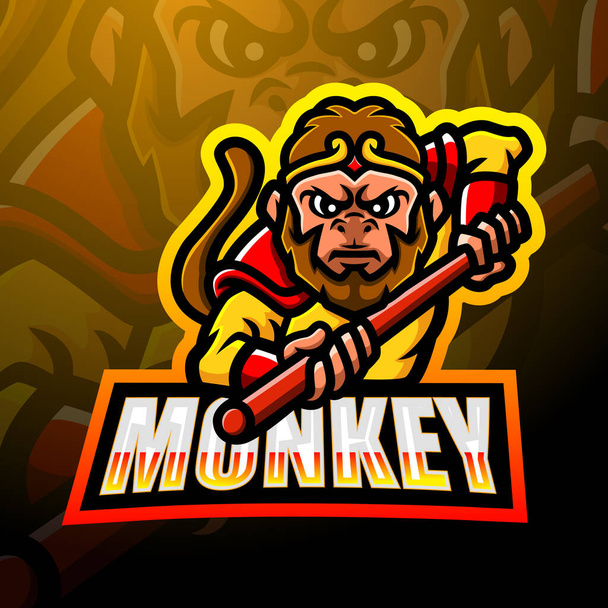 Monkey mascot esport logo design - Вектор, зображення