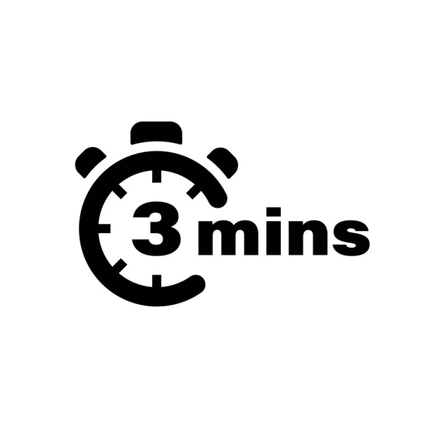 Three minute vector icon. Time left symbol isolated. Stopwatch black sign Vector EPS 10 - Vector, Image