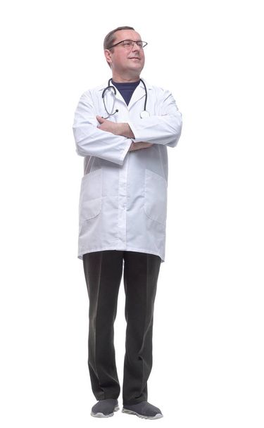 in full growth.competent male doctor with a stethoscope. - Photo, image