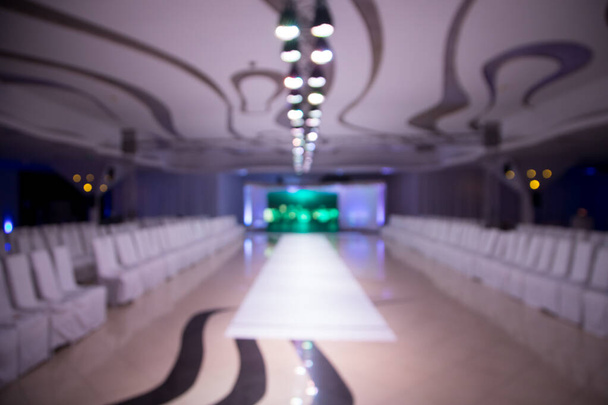 Blurred scene of empty fashion catwalk prepared for fashion show. - Photo, Image