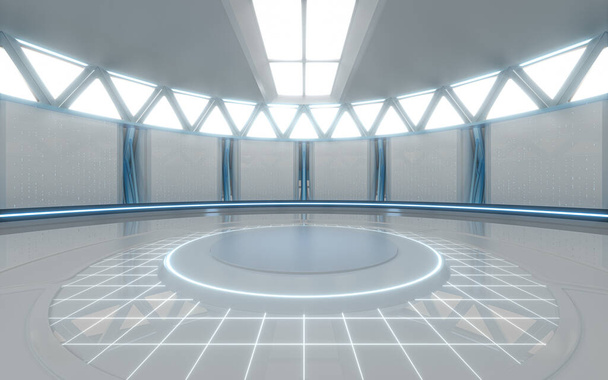 Empty round science fiction room, 3d rendering. Computer digital drawing. - Photo, Image