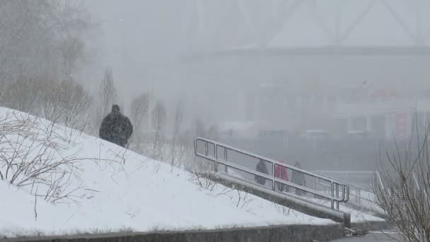 Menschen bei Winterwetter - Filmmaterial, Video