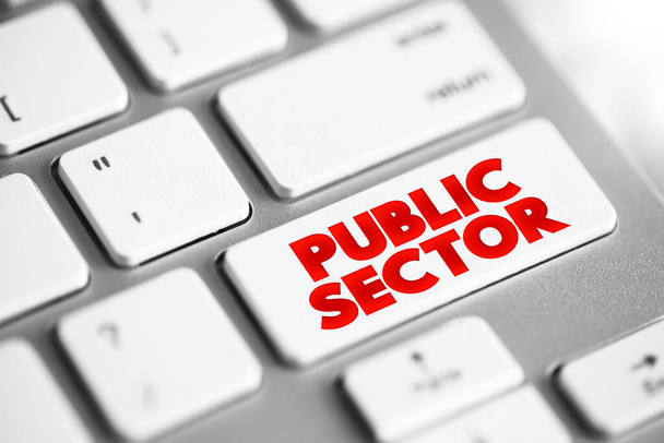 Text-Taste des öffentlichen Sektors auf der Tastatur, Konzept-Hintergrund - Foto, Bild