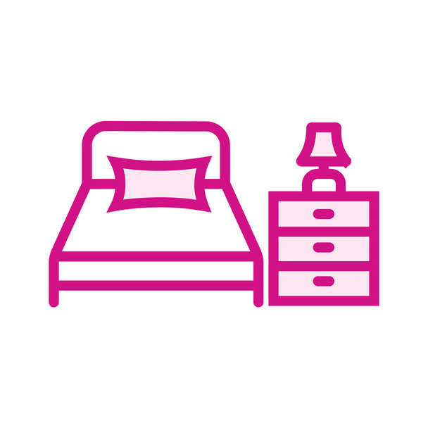 Bett Schlafzimmer Kinderbett Symbol in ausgefüllten Umrissen Stil - Vektor, Bild