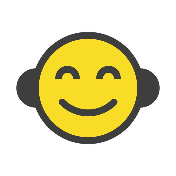 emoji emoticon ícone feliz em estilo de esboço preenchido - Vetor, Imagem
