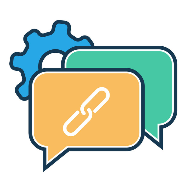 affiliated marketing backlink chat icon in filled-outline style - Vector, Image