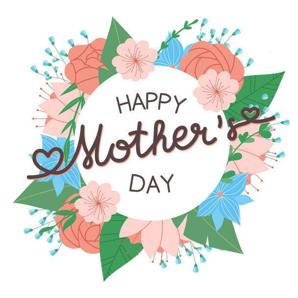 Mother's Day floral greeting card on white background. Colourful gift template. Vector illustration. - Вектор, зображення