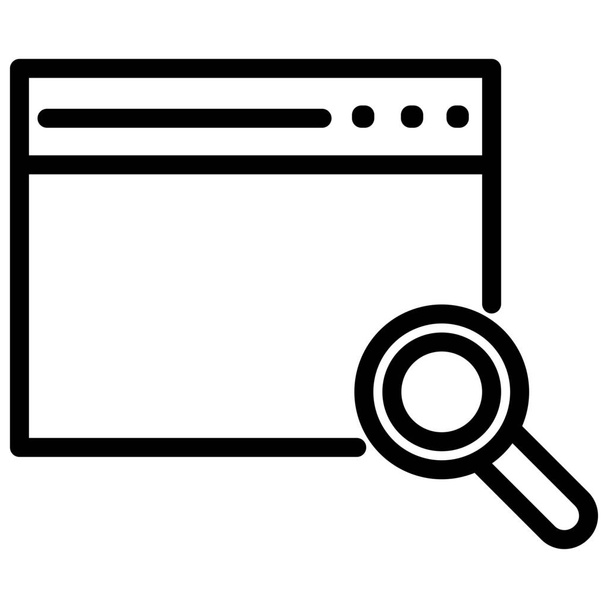 optimisation du moteur de recherche de contenu icône de page Web de recherche dans le style de contour - Vecteur, image