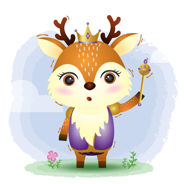 cute king deer vector illustration - Vektori, kuva