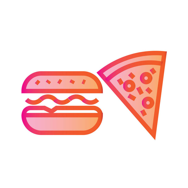 Burger and pizza combo eating icon en estilo de contorno lleno - Vector, imagen