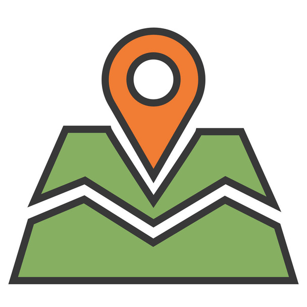 endereço gps ícone de mapa de localização em estilo de esboço preenchido - Vetor, Imagem