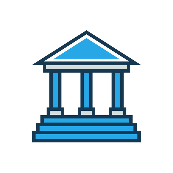 bank bank building business icon in filled-outline style - Vector, Image
