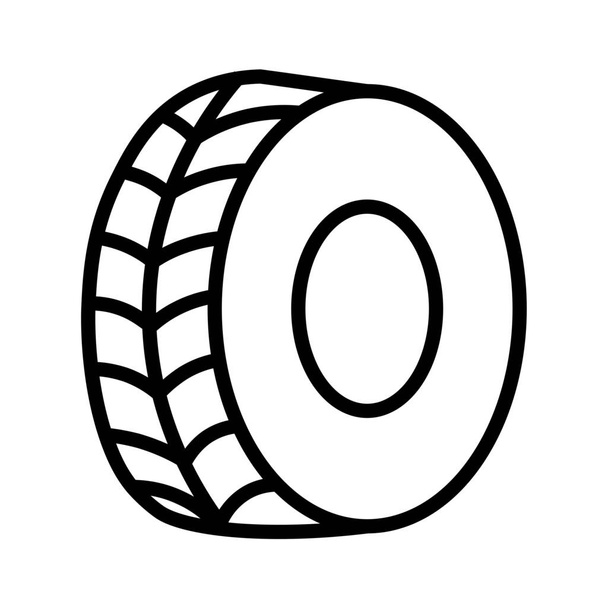 pneu plano ícone de borracha residual não biodegradável em estilo esboço - Vetor, Imagem