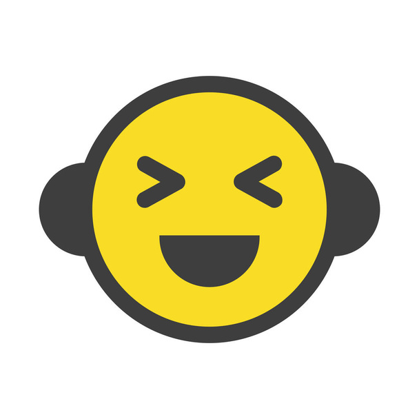 emoticon emoji icona felice in stile contorno pieno - Vettoriali, immagini