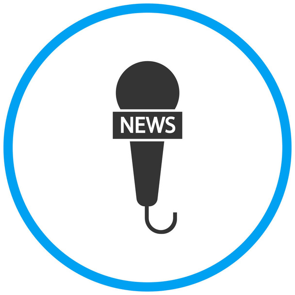 live news news channel news mike icon in solid style - Vektor, obrázek