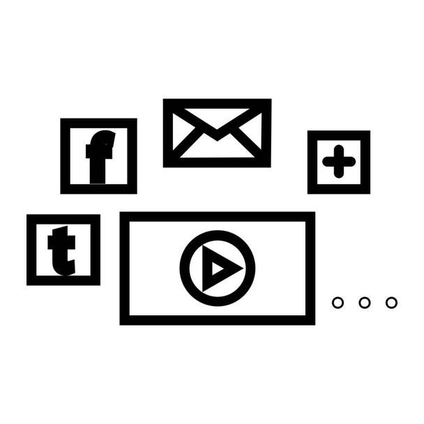 e-learning ícone campanha social de marketing on-line em estilo esboço - Vetor, Imagem