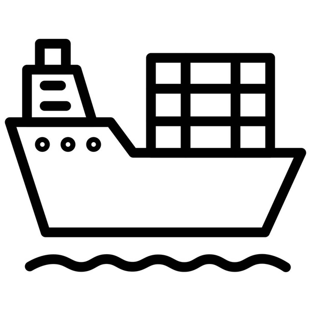 ikona dodání zásilky nákladní lodi v obrysovém stylu - Vektor, obrázek