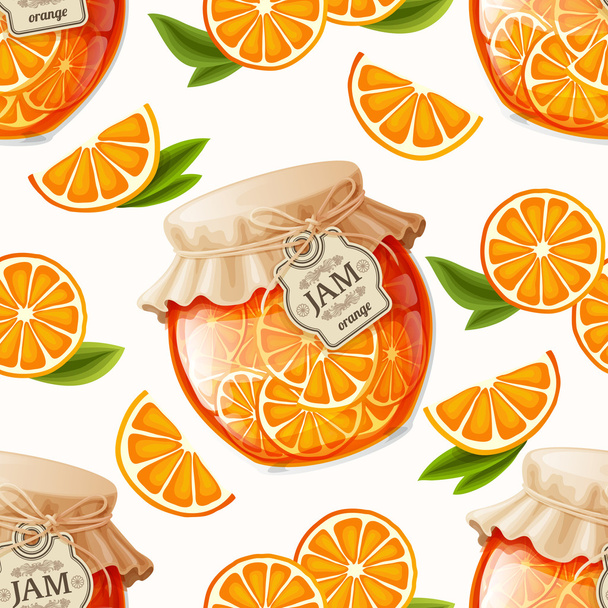 オレンジのジャムのシームレスなパターン - ベクター画像