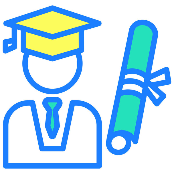 certificaat diploma pictogram in gevulde-outline stijl - Vector, afbeelding