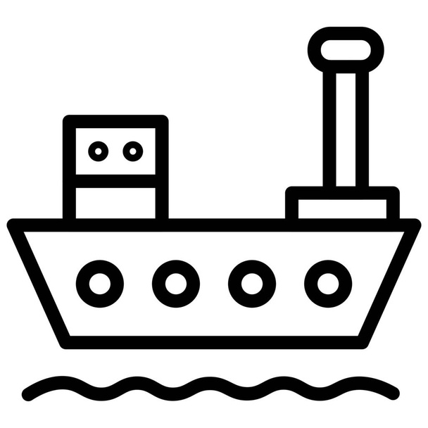 logistická ikaikona nákladní lodě v obrysovém stylu - Vektor, obrázek