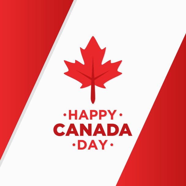 赤いカエデの葉のベクトル画像と幸せなカナダ日の背景。ベクトル図｜EPS.8 EPS.10 - ベクター画像