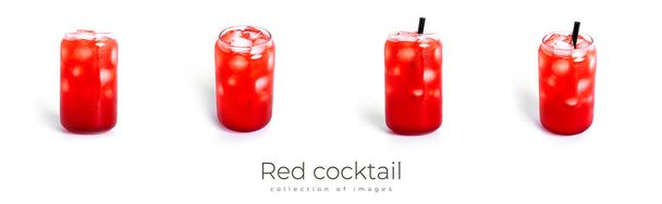 Red cocktail isolated on a white background. - Photo, Image