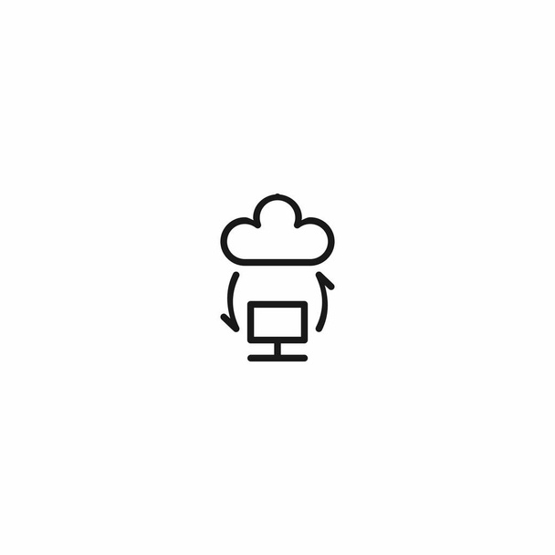 Cloud Computer Sync Online Icon Illustration Vector Design Template with outline style - Vector, Image