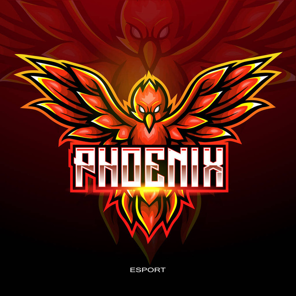 Κόκκινο phoenix πουλί μασκότ esport σχεδιασμό λογότυπο - Διάνυσμα, εικόνα