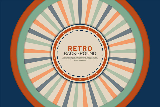 Classic Overlapped Circle Retro Style Vector Background with Colorful Diagonal Line - Wektor, obraz