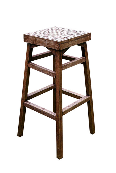 Дерев'яний барний стілець, виділений на білому тлі, робота з контуром
. - Фото, зображення