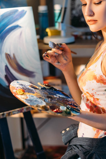 painting hobby art passion inspired female artist - Photo, Image