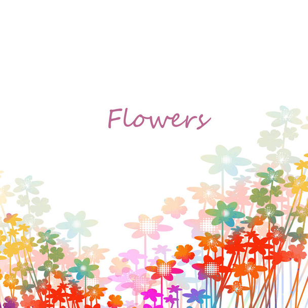 The background is a postcard with small and multicolored flowers. Vector illustration - Vector, Image