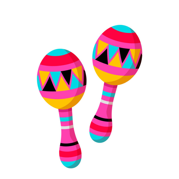 Latin Amerika marakalarının renk desenli müzik aletleri. Beyaz arkaplanda izole edilmiş vektör illüstrasyonu - Vektör, Görsel