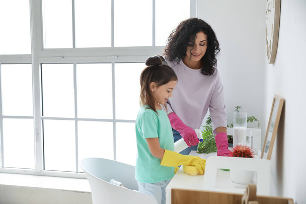 Mother and daughter cleaning their flat - Photo, Image